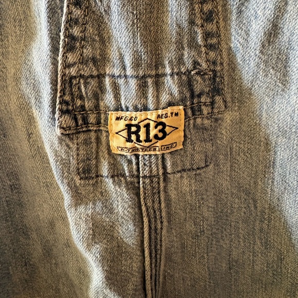R13 Shortalls Overall Denim Shorts Distressed Size S - Picture 3 of 16
